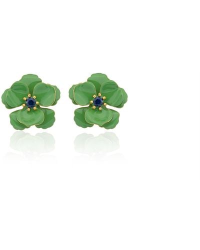 Milou Jewelry Light Viola Flower Earrings - Green