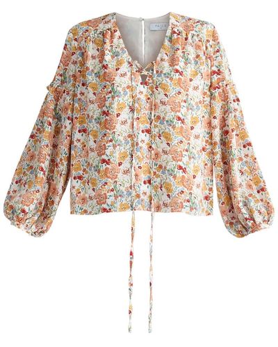 Paisie Floral Open Sleeve Blouse - Natural