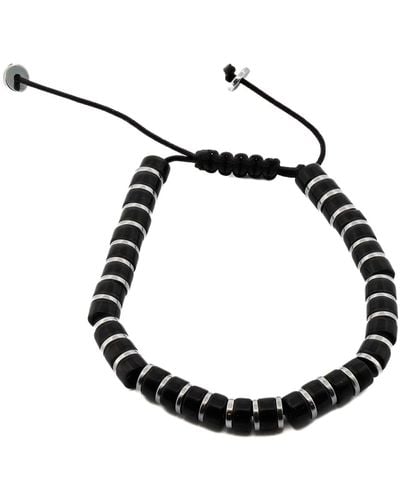 Ebru Jewelry Black Onyx Stone Beaded Adjustable Bracelet - Multicolour