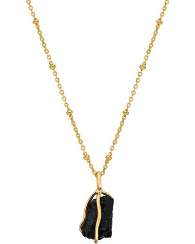 Mirabelle Raw Tourmaline In Cage Pendant - Black