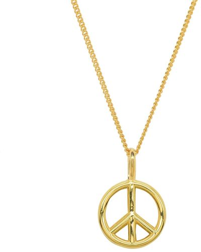 Katie Mullally Peace Sign Yellow Plated Necklace - Metallic