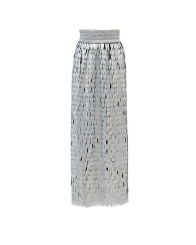 Julia Allert Party Straight Maxi Sequin Skirt Silver - Grey