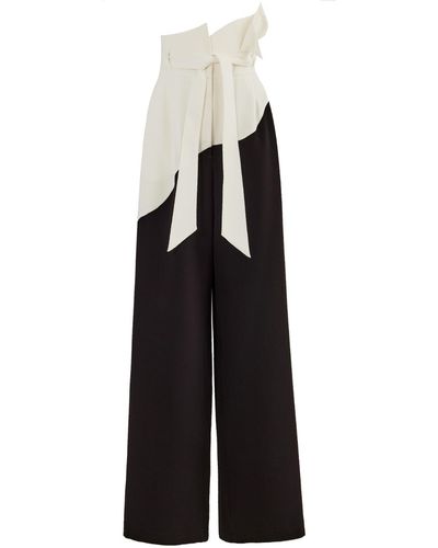 Julia Allert High-waisted Two-tone Flare Trousers Black