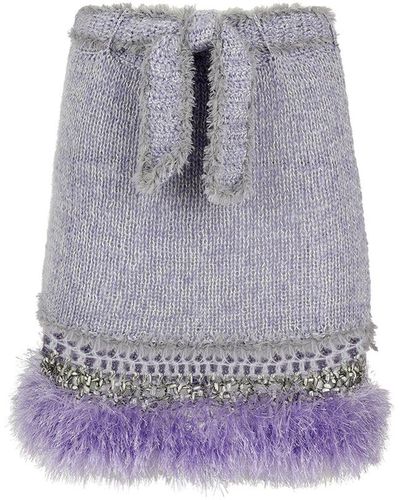 Andreeva Lavender Handmade Knit Midi Skirt - Gray