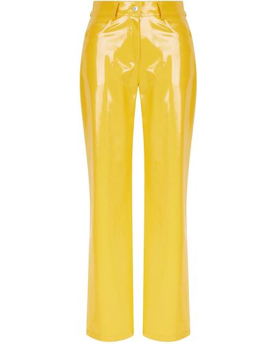 Nocturne Wide Leg Pleather Yellow Trousers