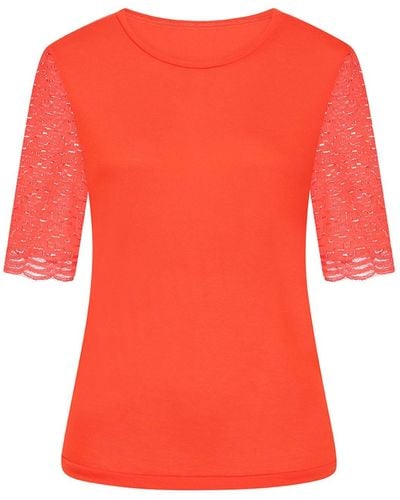 Sophie Cameron Davies Burnt Orange Lace Sleeve T-shirt - Red