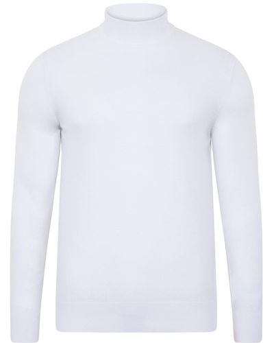Paul James Knitwear S Ultra Fine Cotton Mock Turtle Neck Spencer Sweater - White