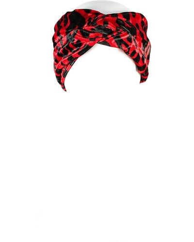 Jennafer Grace Vanya Rouge Leopard Twist Headband - Red
