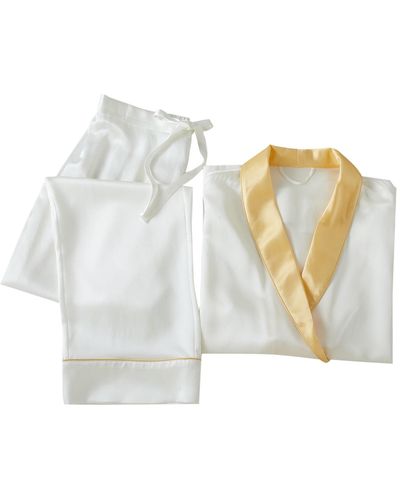 Soft Strokes Silk Daffodils Pure Silk Long Sleeve Pyjama Set For - Metallic
