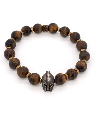 Ebru Jewelry Tiger's Eye Stone Beaded Gladiator Bracelet - Brown