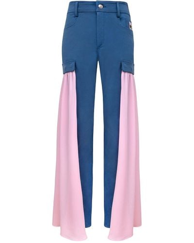 blonde gone rogue Wildflower Skinny Jeans With Veils, Upcycled Cotton, In Denim Blue & Pink