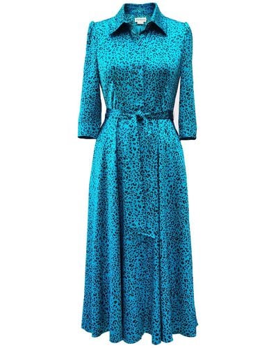 Mellaris Marsden Turquoise Dress In Leopard Print - Blue