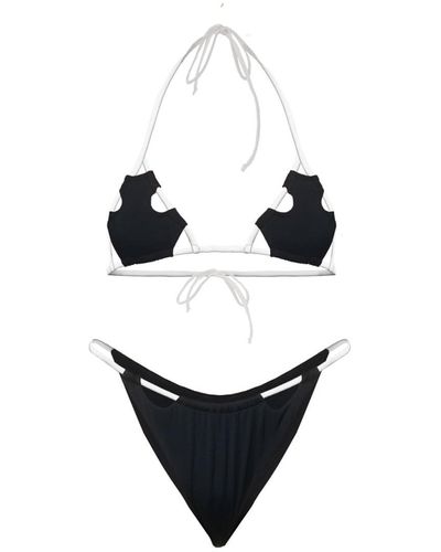 Selia Richwood Kiara And White Cut-out Triangle Bikini - Black