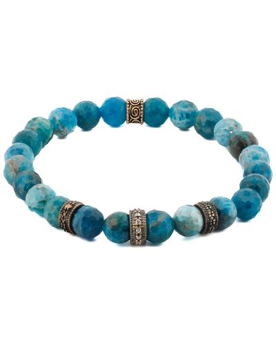 Ebru Jewelry Spiritual Guidance Blue Apatite Stone Beaded Bracelet