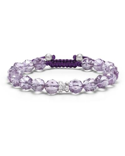AWNL Rosa Roxburghii Amethyst Beaded Macrame Bracelet - Purple