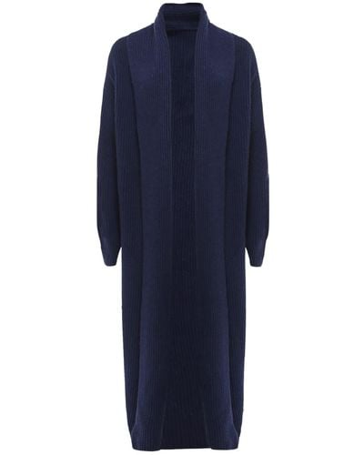 Loop Cashmere Ribbed Cashmere Coatigan In Midnight - Blue