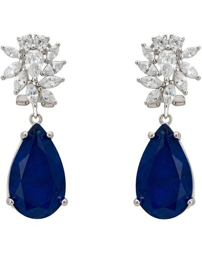 LÁTELITA London Marigold Flower Teardrop Earrings Sapphire Silver - Blue