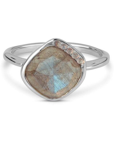 Zohreh V. Jewellery Grecian Labradorite Stone Ring Sterling Silver - White