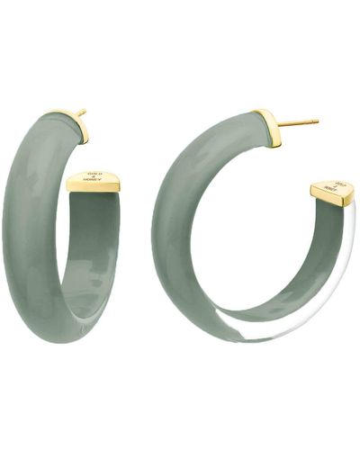 Gold & Honey Small Illusion Hoops In Watercress - Green