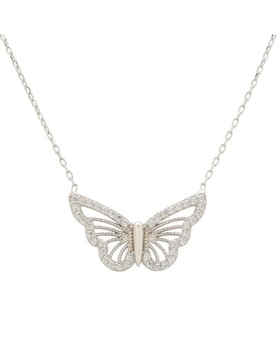 LÁTELITA London Filigree Butterfly Necklace Silver - Metallic