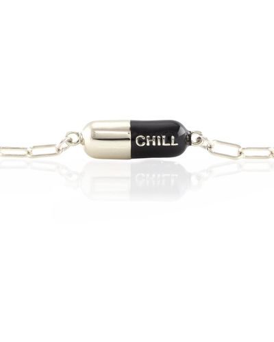 Kris Nations Chill Pill Enamel Bracelet Sterling Silver & Black Enamel - Multicolor
