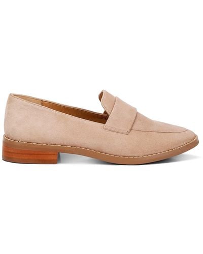 Rag & Co Neutrals Zofia Suede Penny Loafers In Nude - Brown