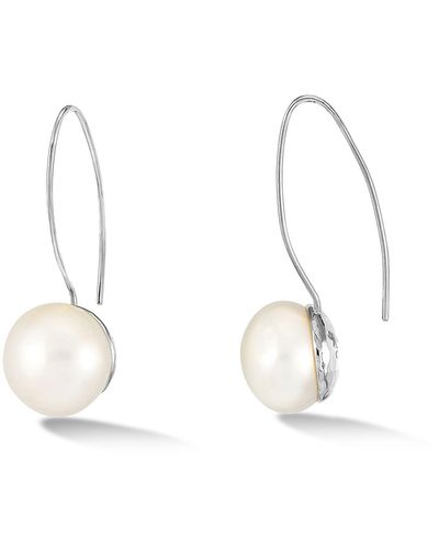 Dower & Hall Timeless Long White Freshwater Pearl Earrings In