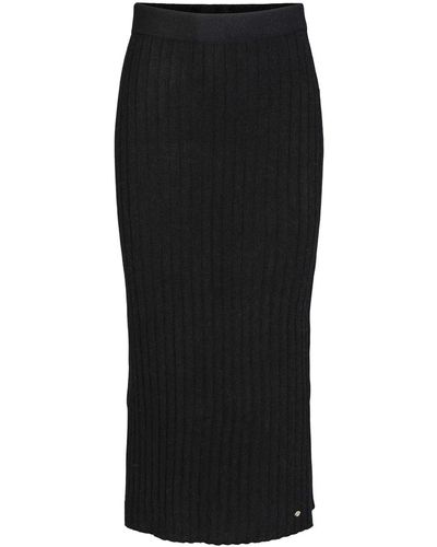 tirillm "philippa" Rib Knitted Cashmere Ancle Long Skirt - Black