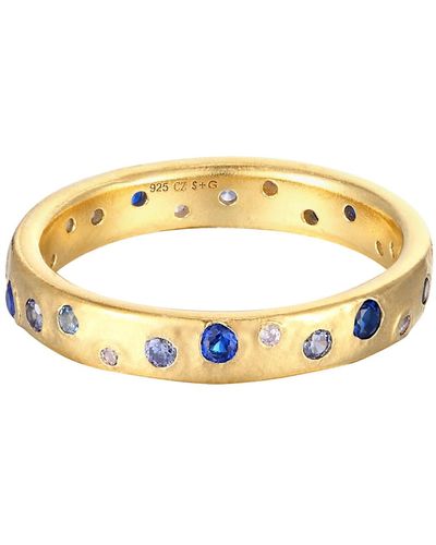 SEOL + GOLD 22ct Vermeil Cz Blue Eternity Ring - Metallic