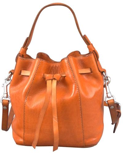 Rimini Genuine Leather Bucket Bag Susanna - Orange