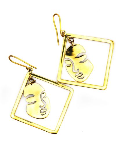 Lala Salama Diamond Portrait Earrings - Yellow
