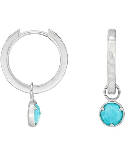 Dower & Hall Sterling Turquoise Charm huggie Hoops - Blue