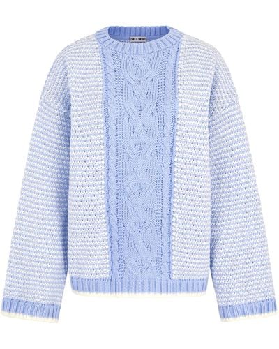 Cara & The Sky Frankie Cable Crew Neck Jumper - Blue