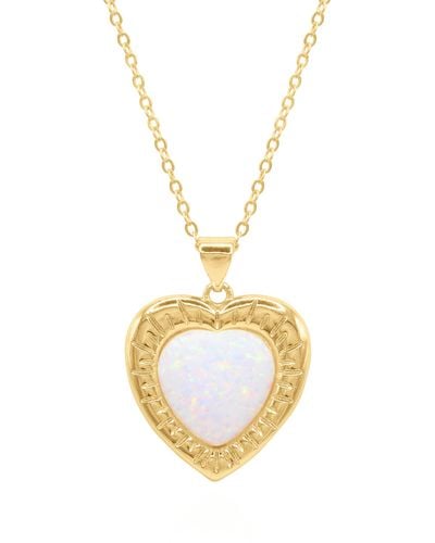 Luna Charles Cora Opal Heart Necklace - Metallic