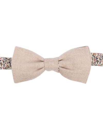 LE COLONEL Neutrals Natural Textured Linen Vanilla Amber Liberty Katie & Millie Bow Tie - Pink