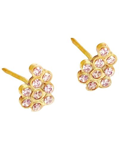 Lily Flo Jewellery Fizzy Gigs Pink Sapphire Cluster Stud Earrings - Metallic