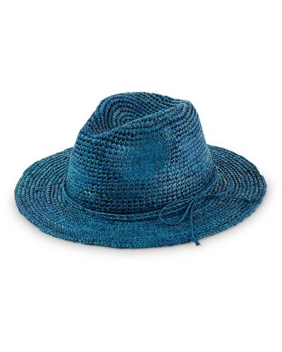 Justine Hats Raffia Fedora Straw Hat - Blue