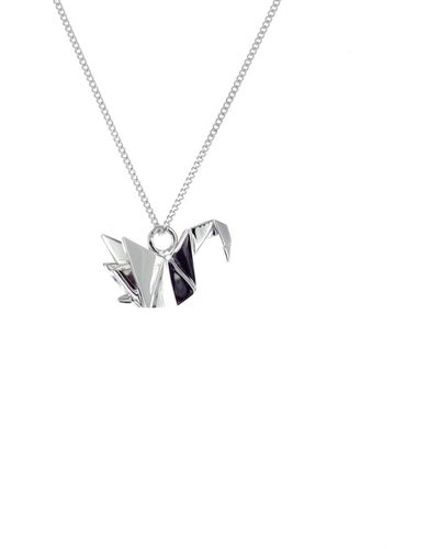 Origami Jewellery Mini Swan Necklace Sterling - Metallic