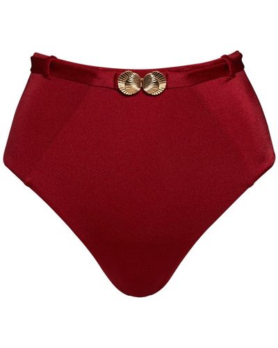 Noire Swimwear Ruby Seashell Classic High Waist Bottom - Red