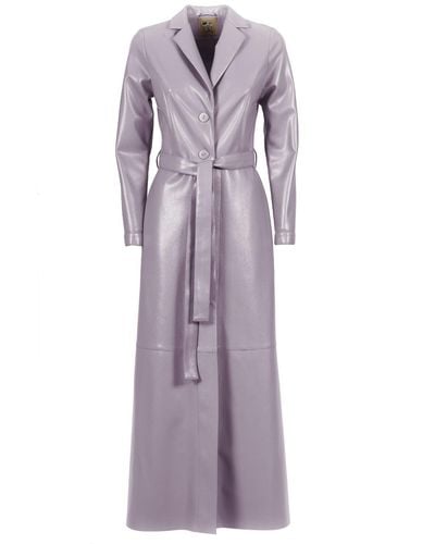 Julia Allert Light Purple Long Button-up Eco-leather Trench