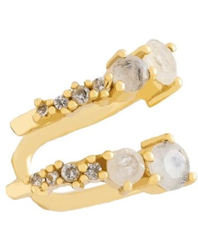 Lavani Jewels White Goldplated Eclair Ear Cuff - Metallic