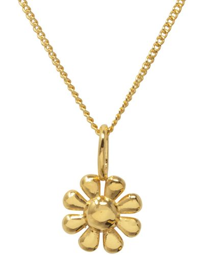 Katie Mullally Daisy Flower Charm Plated Small Necklace - Metallic