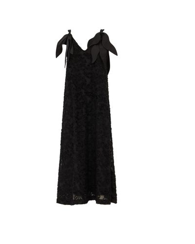 Julia Allert Designer V-neck Sleeveless Tie Shoulder Midi Dress - Black