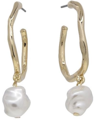 Bermuda Watch Company Annie Apple Odette Sterling Silver, Gold Vermeil Molten Pearl Charm Hoop Earrings - White