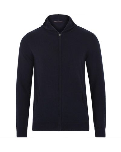 Paul James Knitwear S Lightweight Cotton Zip Through Knitted Jackson Hoodie - Blue