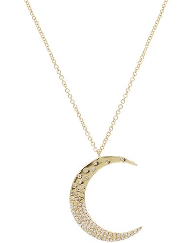 KAMARIA Crescent Moon Necklace With Diamonds In 14k - Metallic
