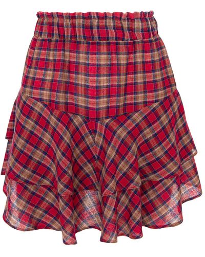 Framboise Zhavia Wool Printed Mini Skirt - Red