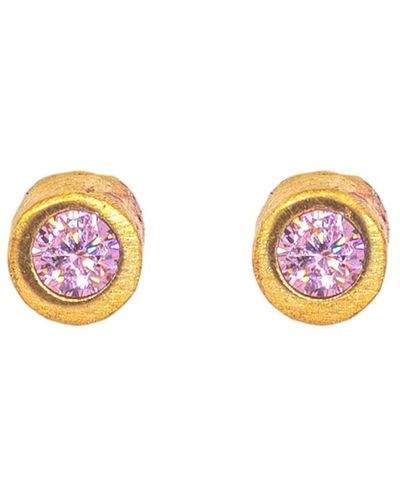 Lily Flo Jewellery Disco Dot Pink Sapphire Stud Earrings