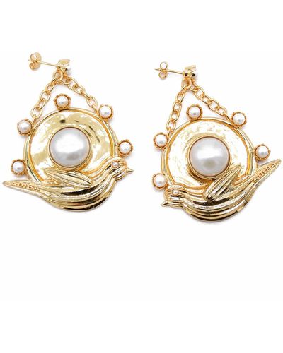 ADIBA Robin Pearls Gold Vermeil Earrings - Metallic