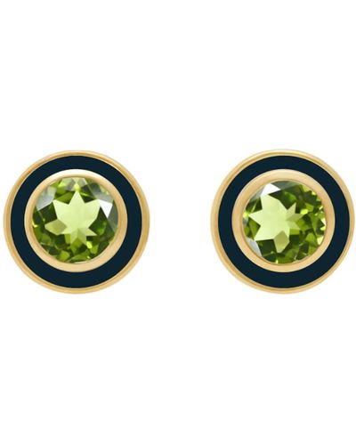 Augustine Jewels Peridot Navy Enamel Earrings - Green